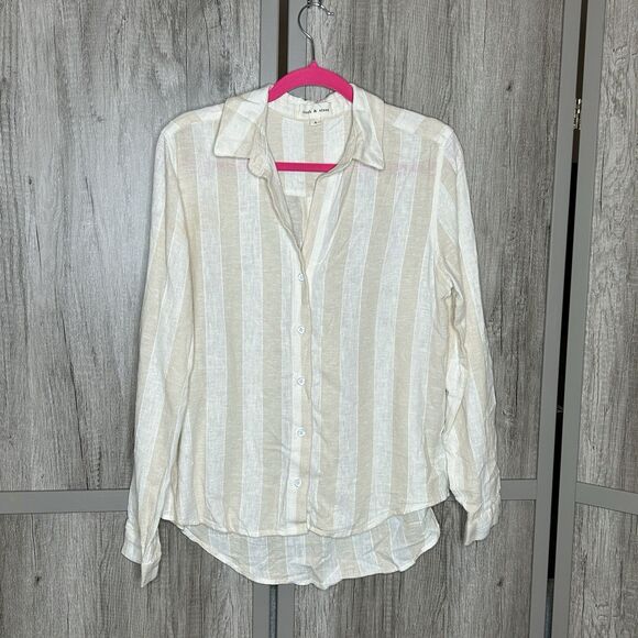 Cloth & Stone Shirt Small Top Button Up Long Sleeve Linen Blend Size S - Picture 1 of 7